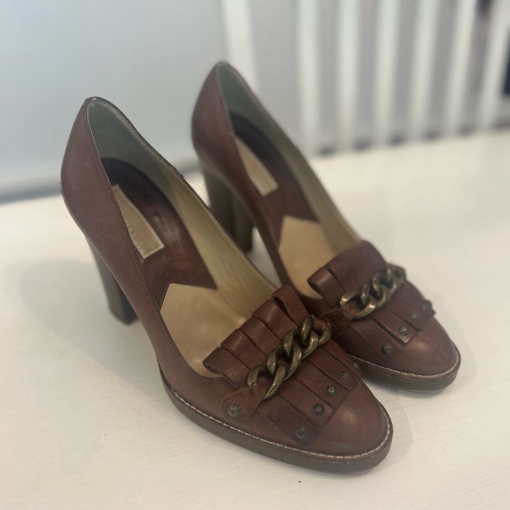 Michael Kors Brown Leather Chain Detail Women's Shoes